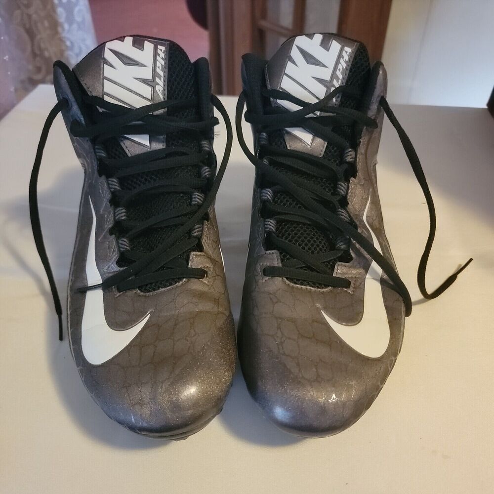 Nike Alpha Dynamic Fit Lace-Up Cleats Black Gray Metallic 725227-010 Size 13